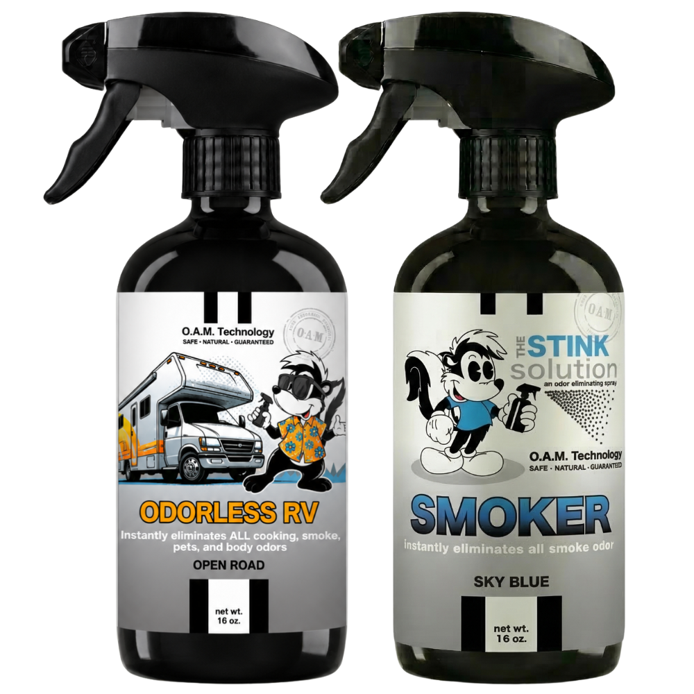 Double Pack - One Odorless RV Open Road, One Smoker Sky Blue 16 oz Sprays | Odor Eliminating Spray