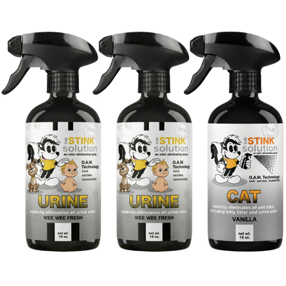 Three Pack - Two Urine Odor Eliminating Sprays + One Spray of Choice 16 oz