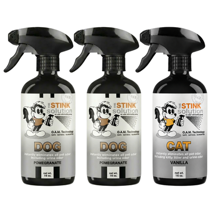 Three Pack - Two Dog Odor Eliminating Sprays + One Spray of Choice 16 oz