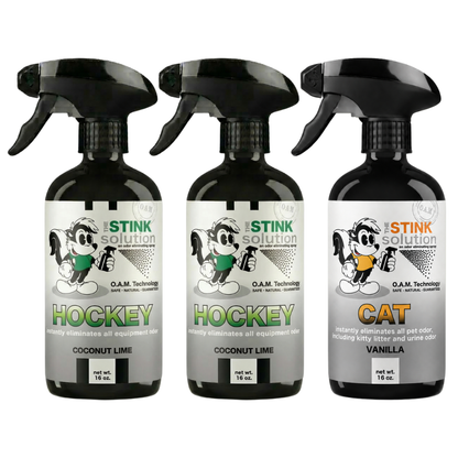 Three Pack - Two Hockey Odor Eliminating Sprays + One Spray of Choice 16 oz