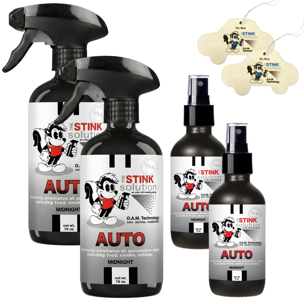Buy 2 Get 4 FREE - (2) 16 oz (2) 4 oz Auto Odor Eliminating Spray Bundle + 2 Car Air Fresheners