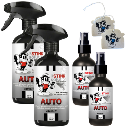 Buy 2 Get 4 FREE - (2) 16 oz (2) 4 oz Auto Odor Eliminating Spray Bundle + 2 Car Air Fresheners