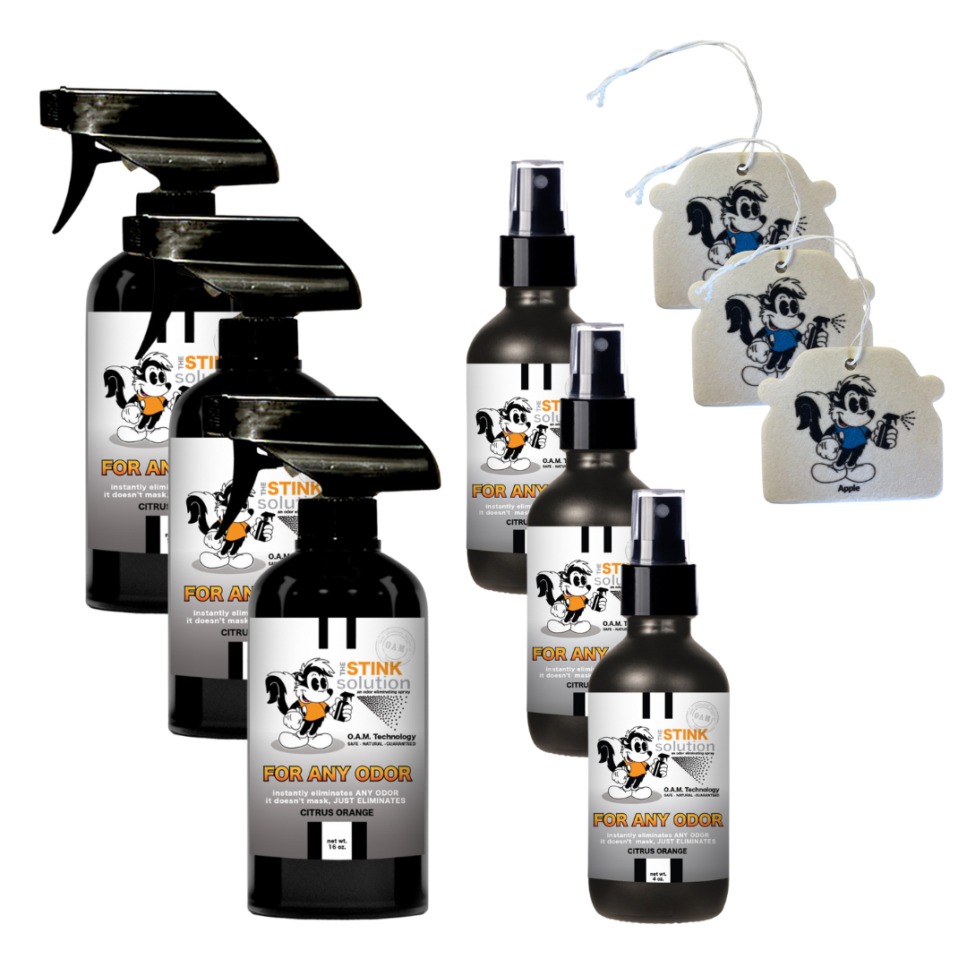 Buy 3 Get 6 FREE - (3 ) 16 oz (3) 4 oz For Any Odor Eliminating Spray Bundle + 3 Car Air Fresheners