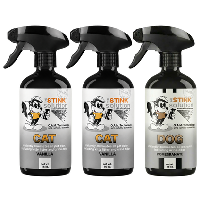 Three Pack - Two Cat Odor Eliminating Sprays + One Spray of Choice 16 oz