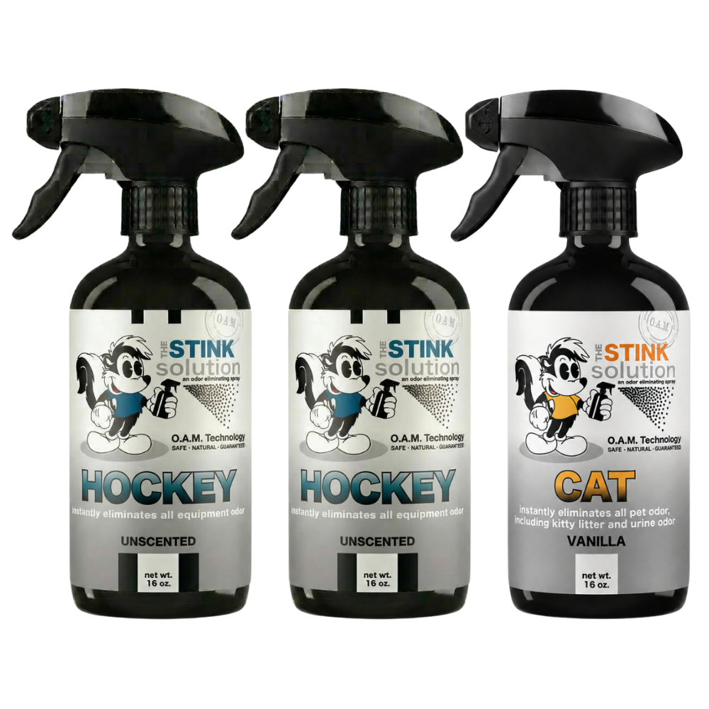 Three Pack - Two Hockey Odor Eliminating Sprays + One Spray of Choice 16 oz