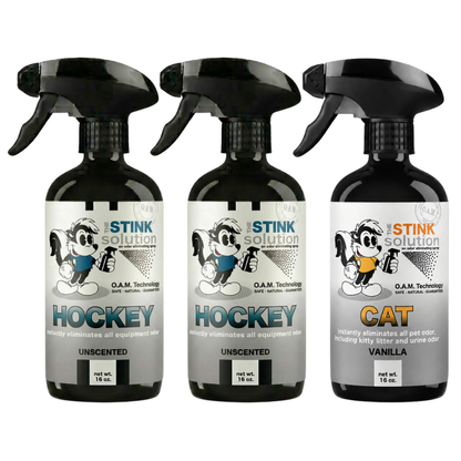 Three Pack - Two Hockey Odor Eliminating Sprays + One Spray of Choice 16 oz