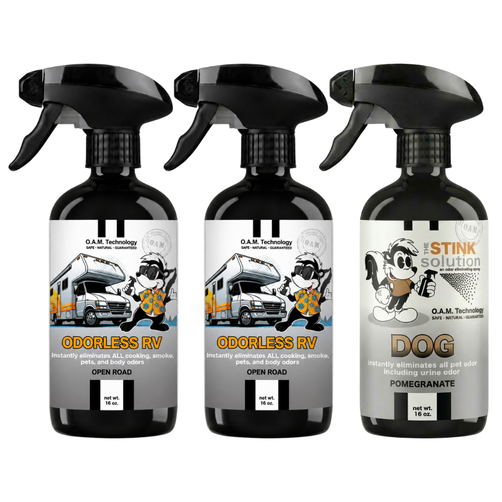 Three Pack - Two Odorless RV Odor Eliminating Sprays + One Spray of Choice 16 oz