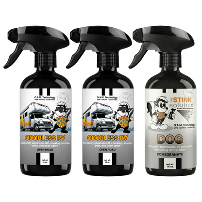 Three Pack - Two Odorless RV Odor Eliminating Sprays + One Spray of Choice 16 oz