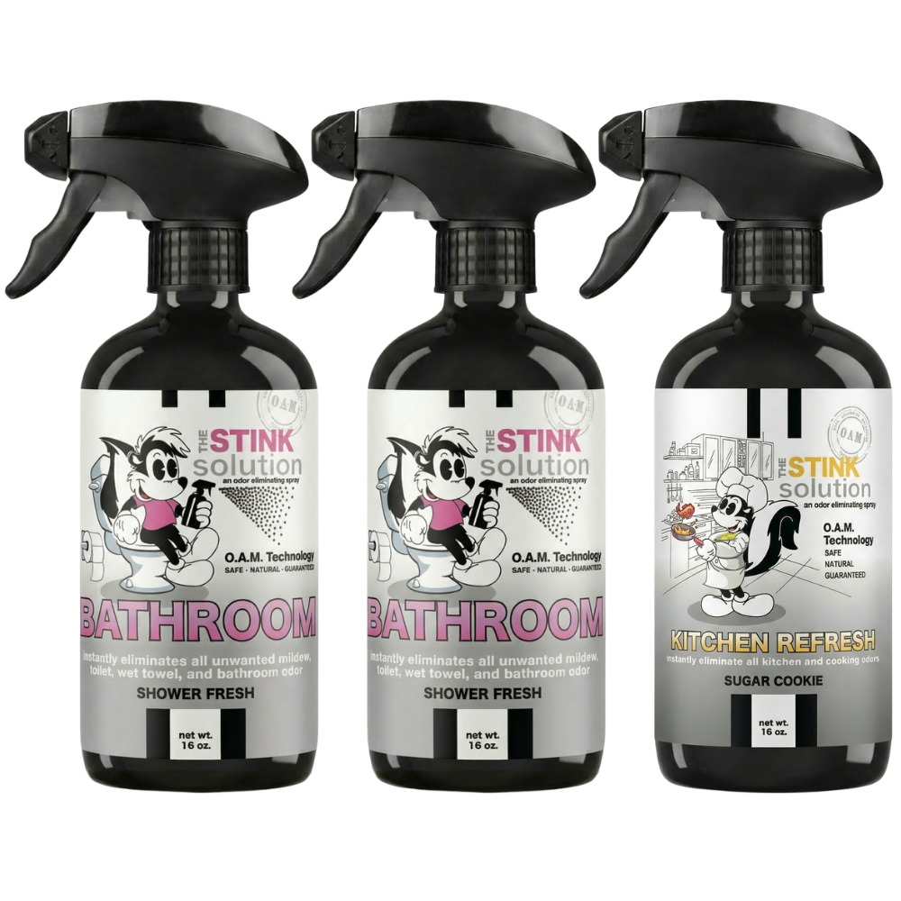 Three Pack - Two Bathroom Odor Eliminating Sprays + One Spray of Choice 16 oz