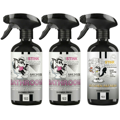 Three Pack - Two Bathroom Odor Eliminating Sprays + One Spray of Choice 16 oz