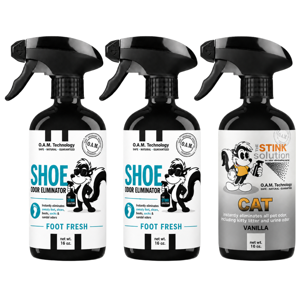Three Pack - Two Shoe Odor Eliminating Sprays + One Spray of Choice 16 oz