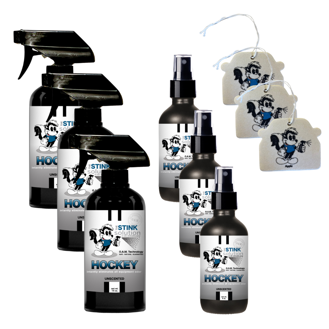 Buy 3 Get 6 FREE (3) 16 oz (3) 4 oz Hockey Odor Eliminating Spray Bundle + 3 Car Air Fresheners