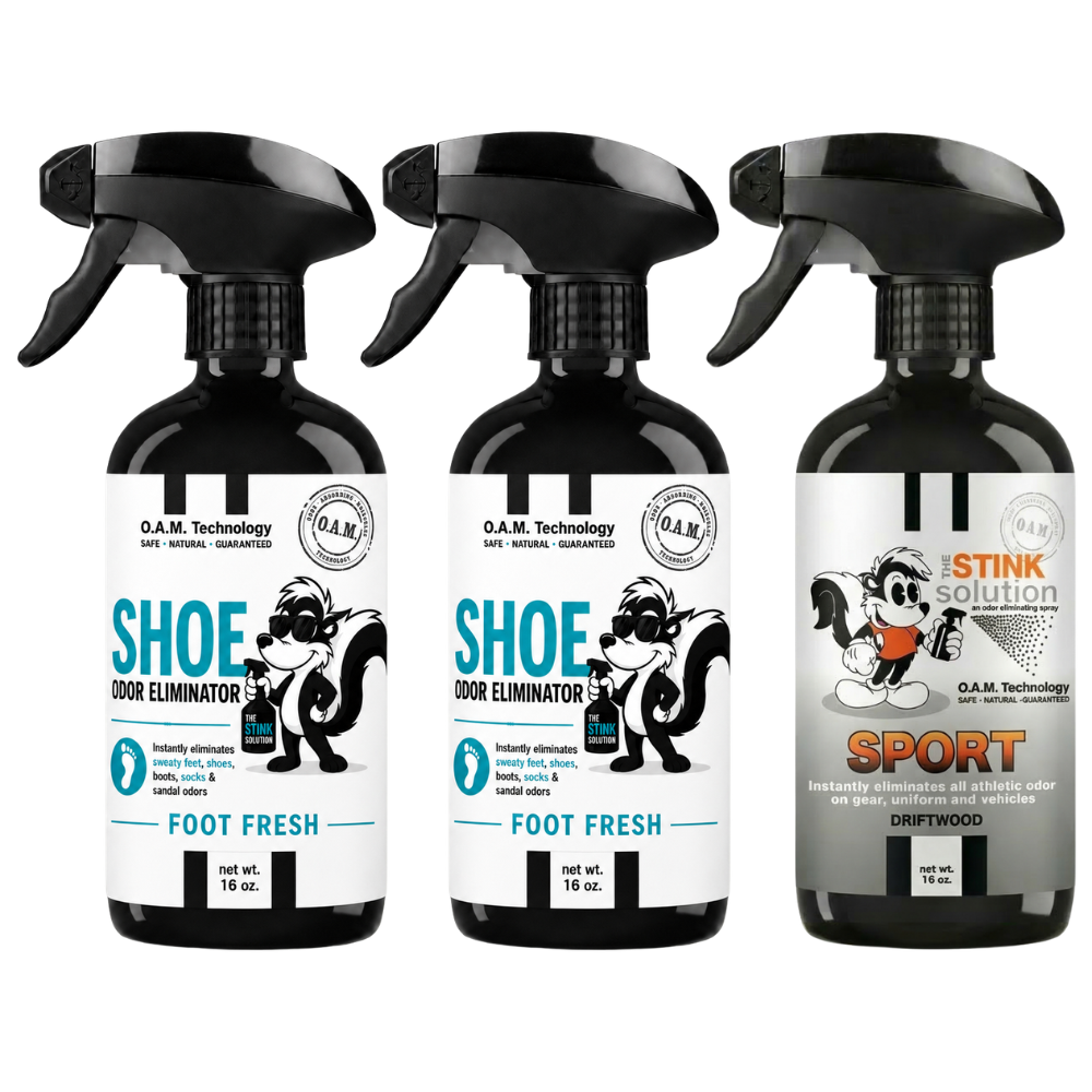 Three Pack - Two Shoe Odor Eliminating Sprays + One Spray of Choice 16 oz