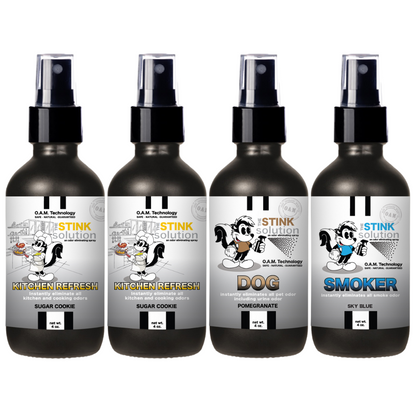 Kitchen Odor Eliminating Spray that gets rid of smells from cooking, fish, food, smoke, and more. It works on kitchen sinks, ovens, counters, and more. Safe, natural, non-toxic formula that works instantly.