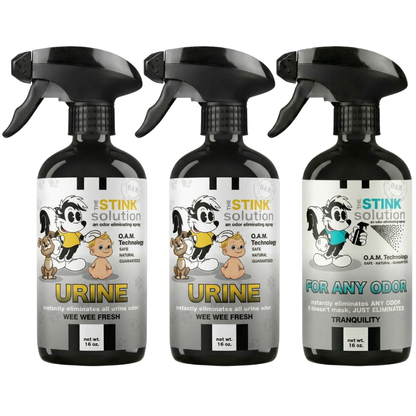 Three Pack - Two Urine Odor Eliminating Sprays + One Spray of Choice 16 oz