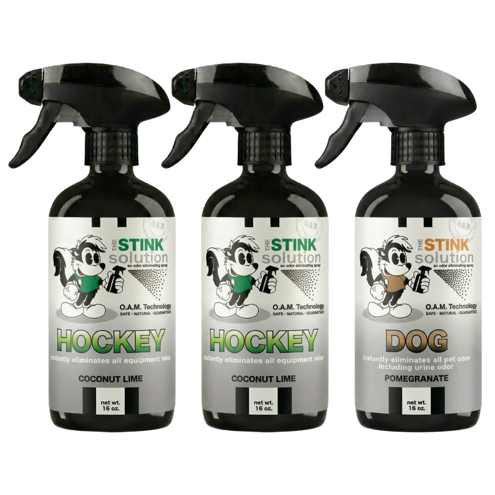 Three Pack - Two Hockey Odor Eliminating Sprays + One Spray of Choice 16 oz