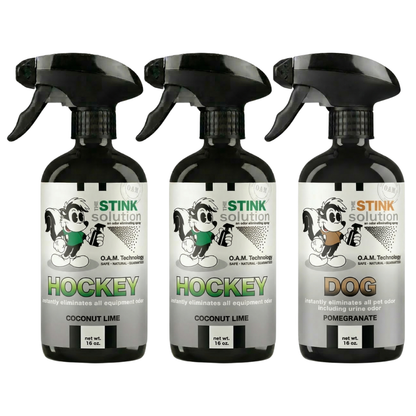 Three Pack - Two Hockey Odor Eliminating Sprays + One Spray of Choice 16 oz