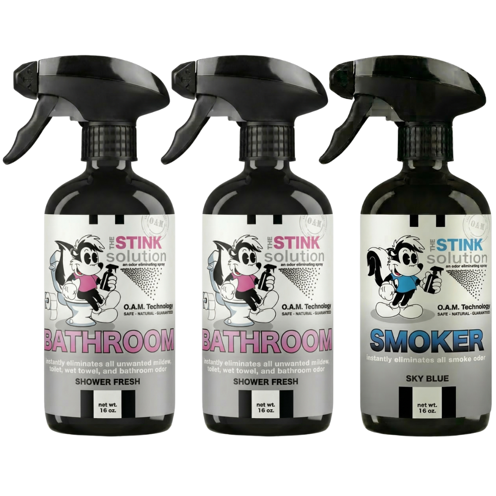 Three Pack - Two Bathroom Odor Eliminating Sprays + One Spray of Choice 16 oz