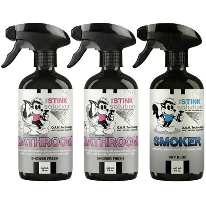 Three Pack - Two Bathroom Odor Eliminating Sprays + One Spray of Choice 16 oz