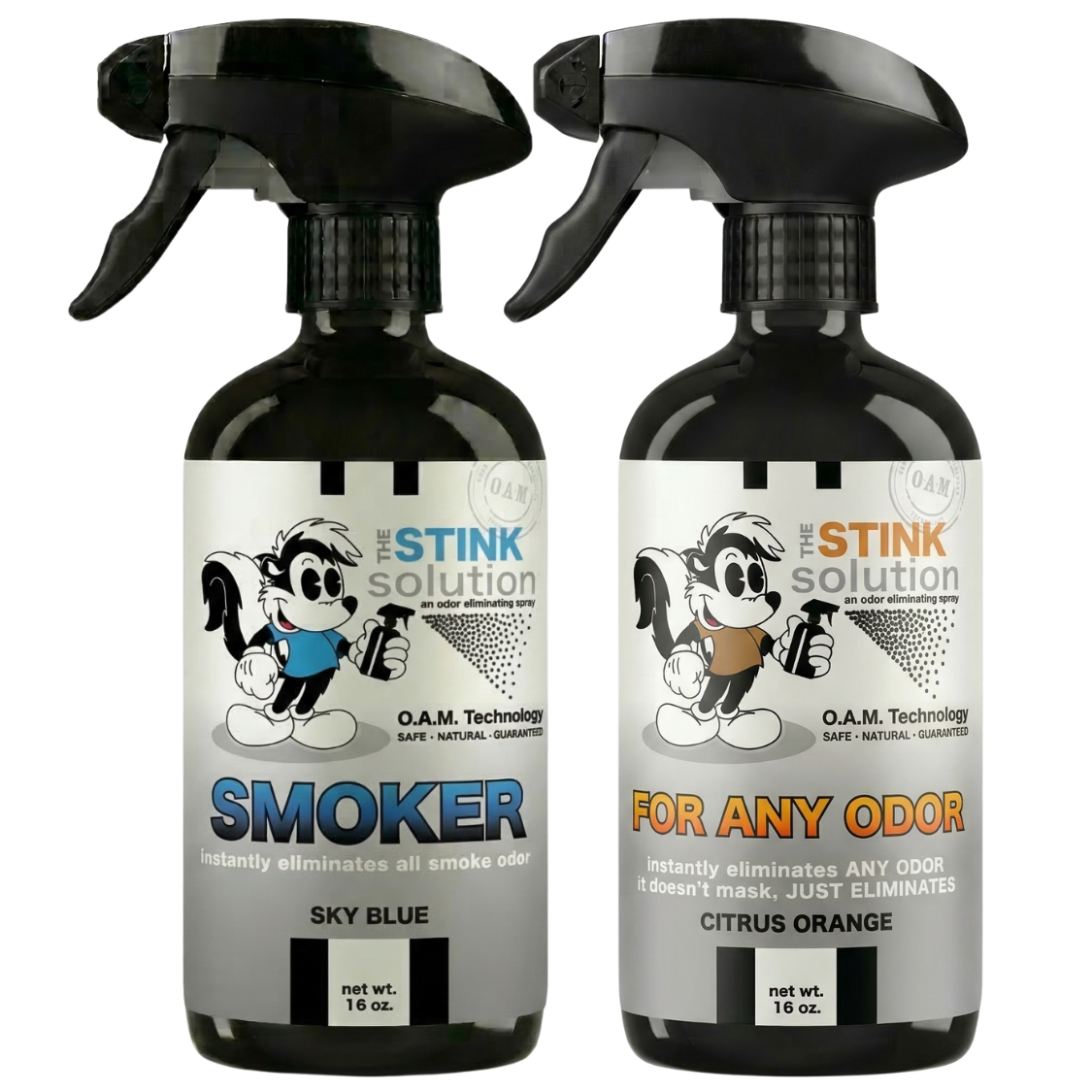 Double Pack - One Smoker Sky Blue, One Citrus Orange 16 oz. Sprays | Odor Eliminating Spray