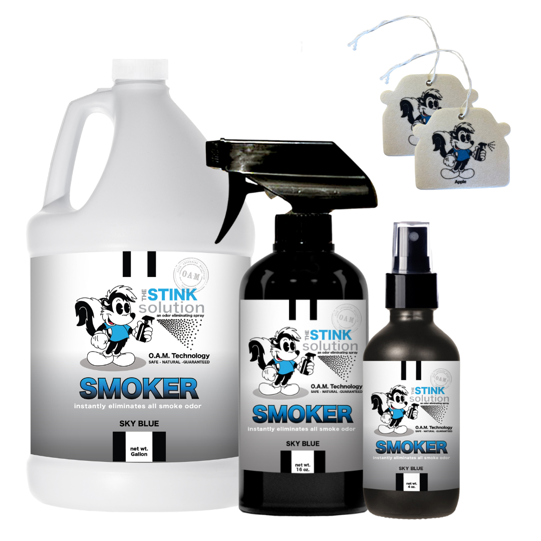 Triple Pack Smoker Odor Eliminating Spray Gallon, 16 oz. and 4 oz Bundle + 2 FREE Car Air Fresheners