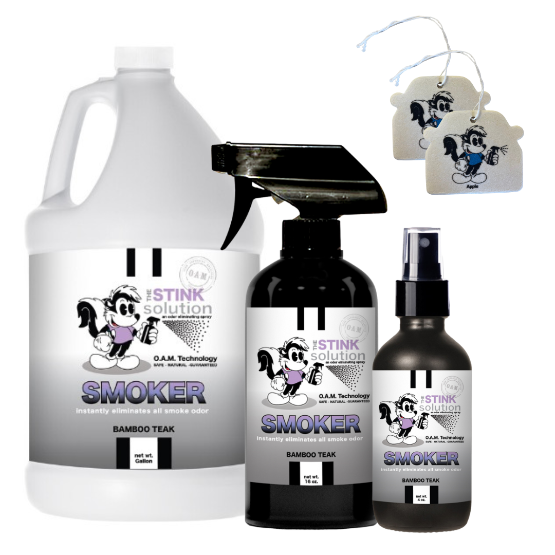 Triple Pack Smoker Odor Eliminating Spray Gallon, 16 oz. and 4 oz Bundle + 2 FREE Car Air Fresheners