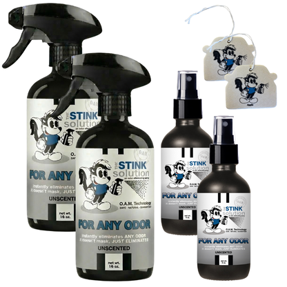 Buy 2 Get 4 FREE - (2) 16 oz (2) 4 oz For Any Odor Eliminating Sprays Bundle + 2 Car Air Fresheners