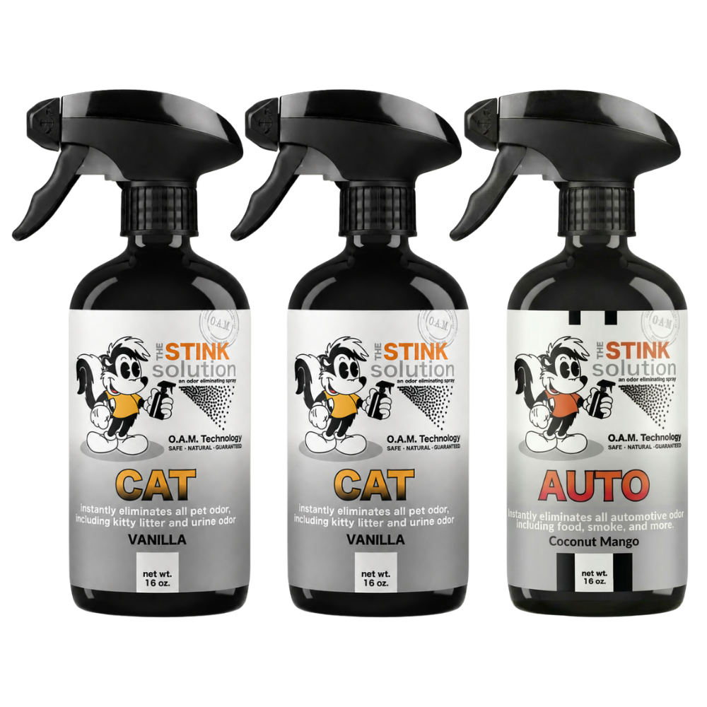 Three Pack - Two Cat Odor Eliminating Sprays + One Spray of Choice 16 oz
