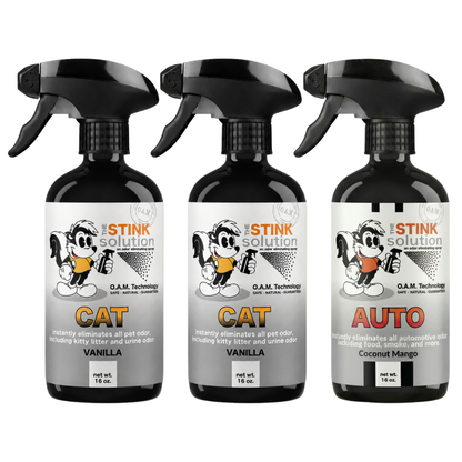 Three Pack - Two Cat Odor Eliminating Sprays + One Spray of Choice 16 oz