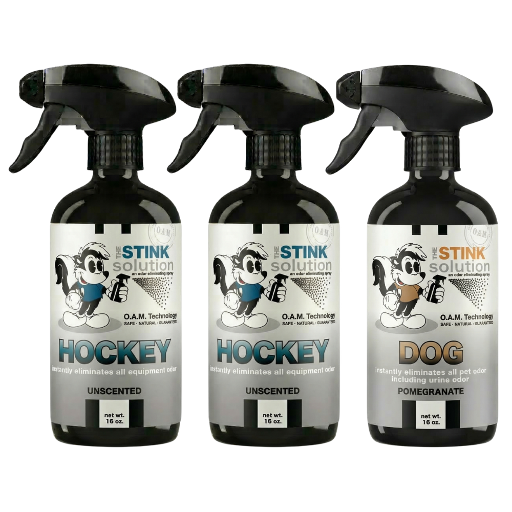 Three Pack - Two Hockey Odor Eliminating Sprays + One Spray of Choice 16 oz