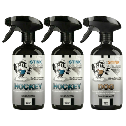 Three Pack - Two Hockey Odor Eliminating Sprays + One Spray of Choice 16 oz