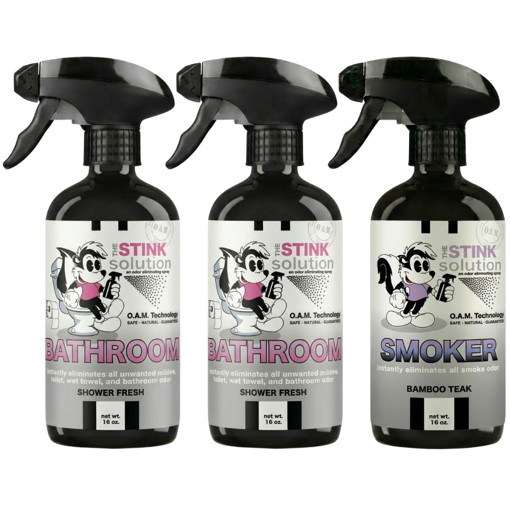Three Pack - Two Bathroom Odor Eliminating Sprays + One Spray of Choice 16 oz