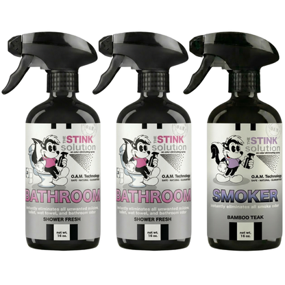 Three Pack - Two Bathroom Odor Eliminating Sprays + One Spray of Choice 16 oz