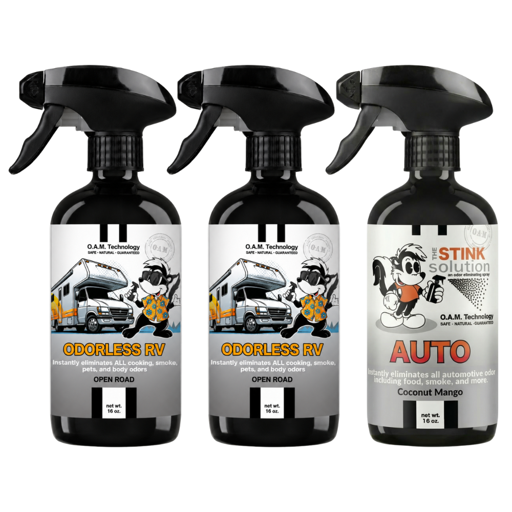 Three Pack - Two Odorless RV Odor Eliminating Sprays + One Spray of Choice 16 oz