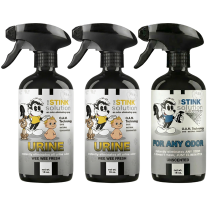 Three Pack - Two Urine Odor Eliminating Sprays + One Spray of Choice 16 oz