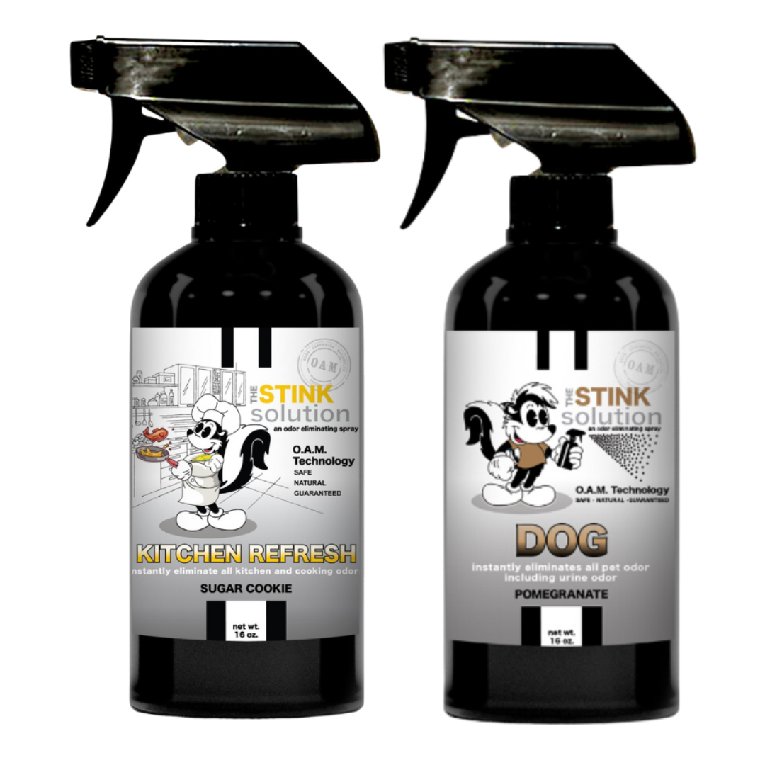 Kitchen Odor Eliminating Spray that gets rid of smells from cooking, fish, food, smoke, and more. It works on kitchen sinks, ovens, counters, and more. Safe, natural, non-toxic formula that works instantly.