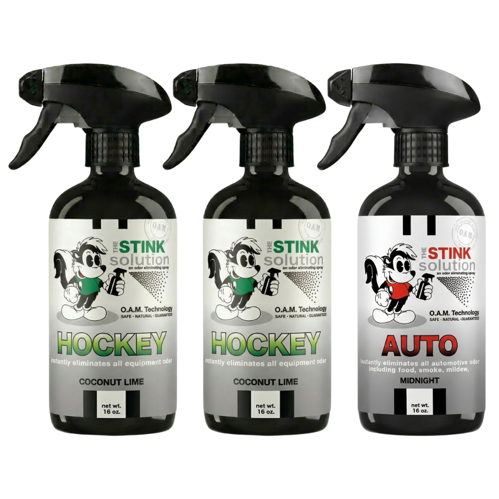 Three Pack - Two Hockey Odor Eliminating Sprays + One Spray of Choice 16 oz