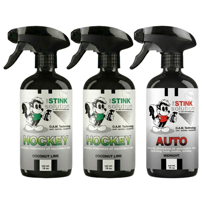 Three Pack - Two Hockey Odor Eliminating Sprays + One Spray of Choice 16 oz