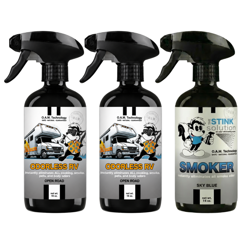 Three Pack - Two Odorless RV Odor Eliminating Sprays + One Spray of Choice 16 oz