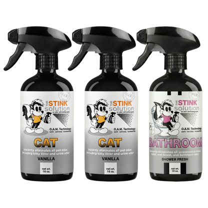 Three Pack - Two Cat Odor Eliminating Sprays + One Spray of Choice 16 oz