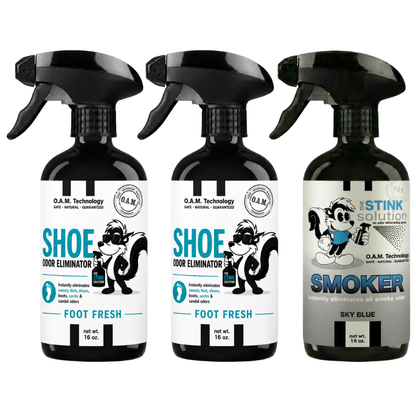 Three Pack - Two Shoe Odor Eliminating Sprays + One Spray of Choice 16 oz