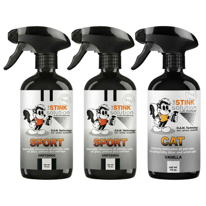 Three Pack - Two Sport Odor Eliminating Sprays + One Spray of Choice 16 oz