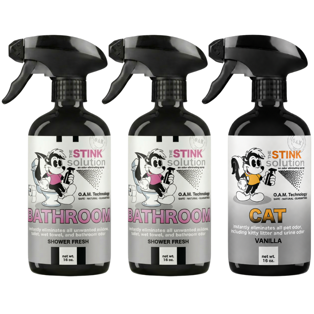Three Pack - Two Bathroom Odor Eliminating Sprays + One Spray of Choice 16 oz