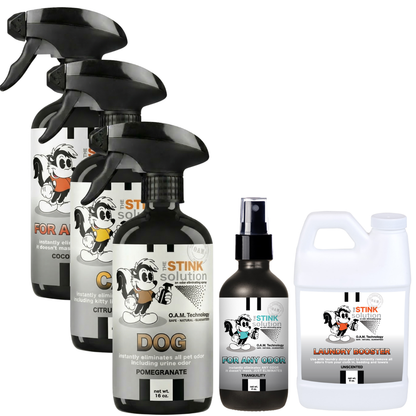 Buy 3 Get Sample Bundle FREE - 1 Coconut Mango (16 oz), 1 Cat (16 oz), 1 Dog (16 oz), 1 Tranquility (4 oz), + 1 Unscented Mini Laundry Booster | Odor Eliminating Spray