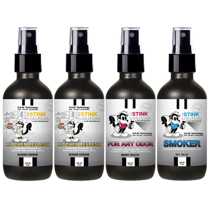 Kitchen Odor Eliminating Spray that gets rid of smells from cooking, fish, food, smoke, and more. It works on kitchen sinks, ovens, counters, and more. Safe, natural, non-toxic formula that works instantly.
