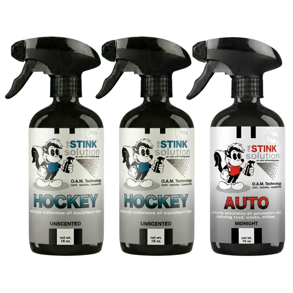 Three Pack - Two Hockey Odor Eliminating Sprays + One Spray of Choice 16 oz