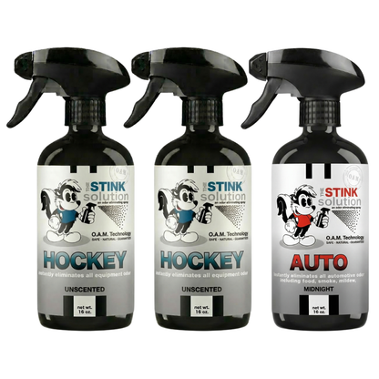 Three Pack - Two Hockey Odor Eliminating Sprays + One Spray of Choice 16 oz
