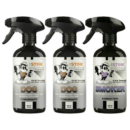Three Pack - Two Dog Odor Eliminating Sprays + One Spray of Choice 16 oz
