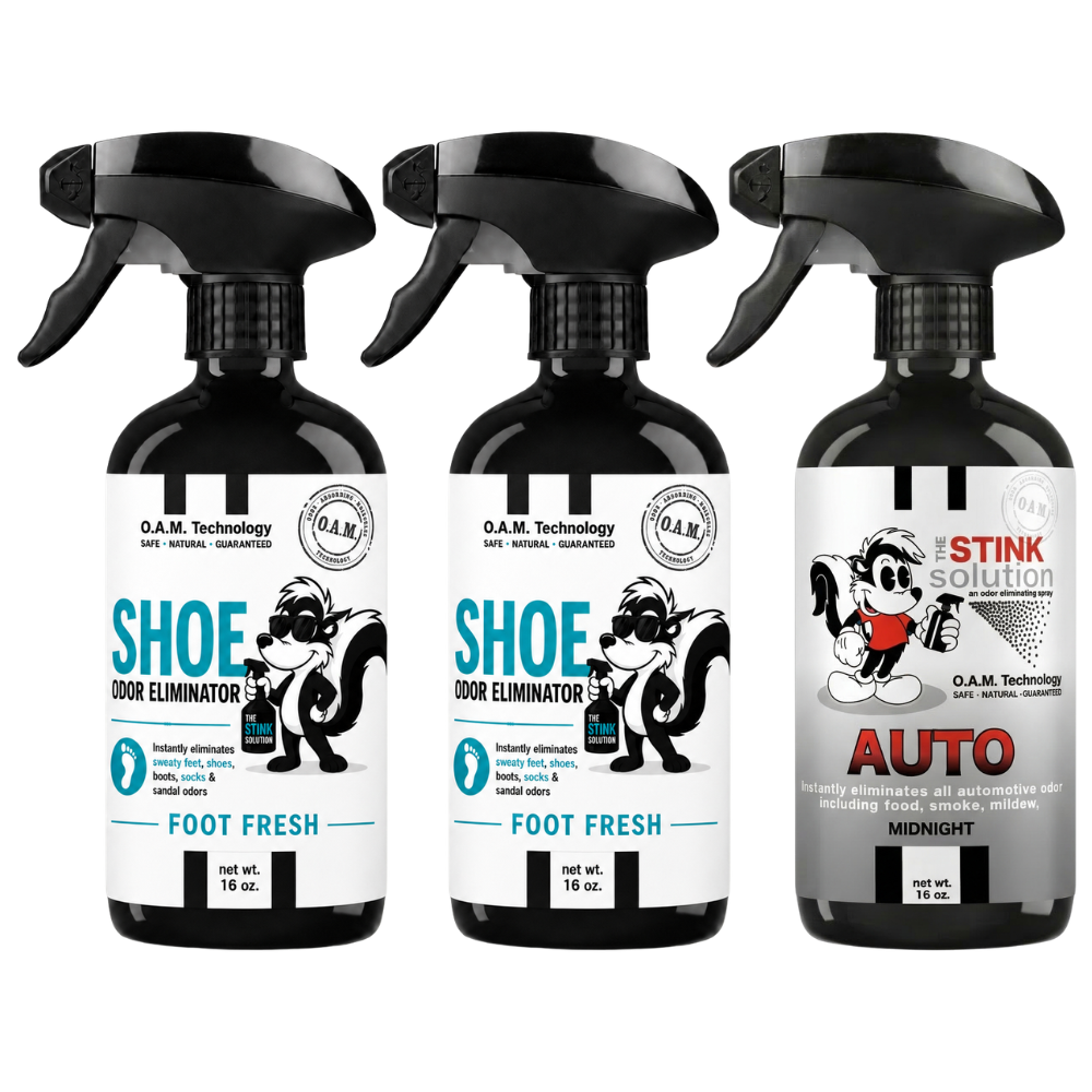 Three Pack - Two Shoe Odor Eliminating Sprays + One Spray of Choice 16 oz