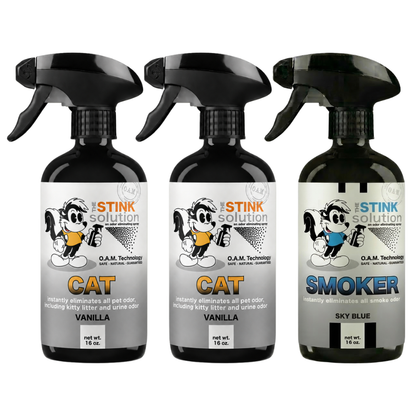 Three Pack - Two Cat Odor Eliminating Sprays + One Spray of Choice 16 oz